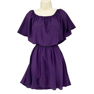 Tilly Anne Womens Purple Fit And Flare Peasant Style Dress Size Large